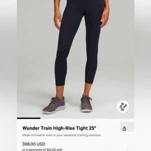 Lululemon Wunder Train Leggings.